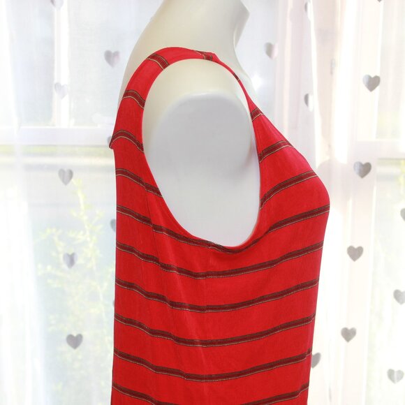 #311 Chico's Travelers Red Striped Dressy Tank Size 3 (16) - Picture 3 of 10